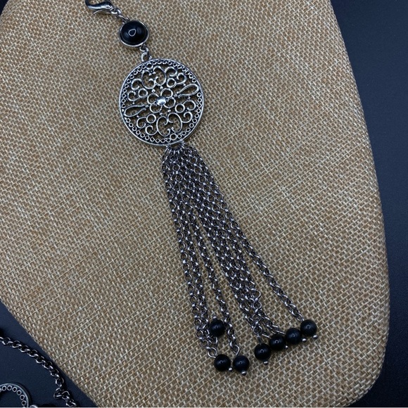 LIA SOPHIA Silver Tone Tassel Toggle Clasp Necklace Detachable Pendant Long - Picture 9 of 11